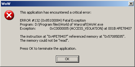 access violation wow