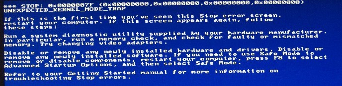 ошибка Windows 0x7f