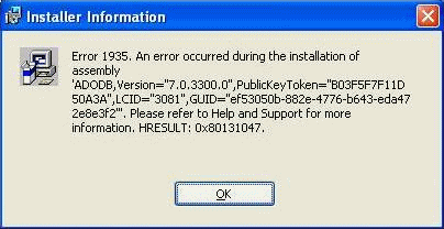 How To Resolve Microsoft Office 2010 Error 1935