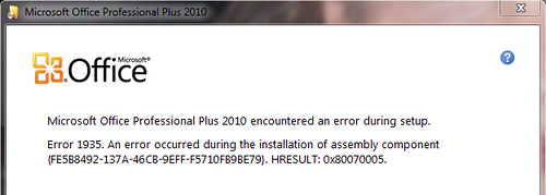 How To Resolve Microsoft Office 2010 Error 1935