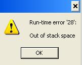 out of whole load space error 28 vba