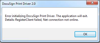 docusign print driver error