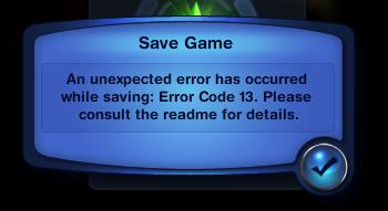 fix the sims save game error