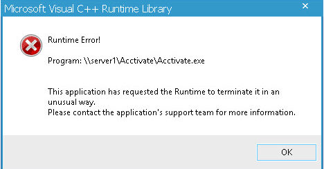 visual c runtime error
