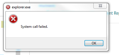 explorer.exe system call failed error